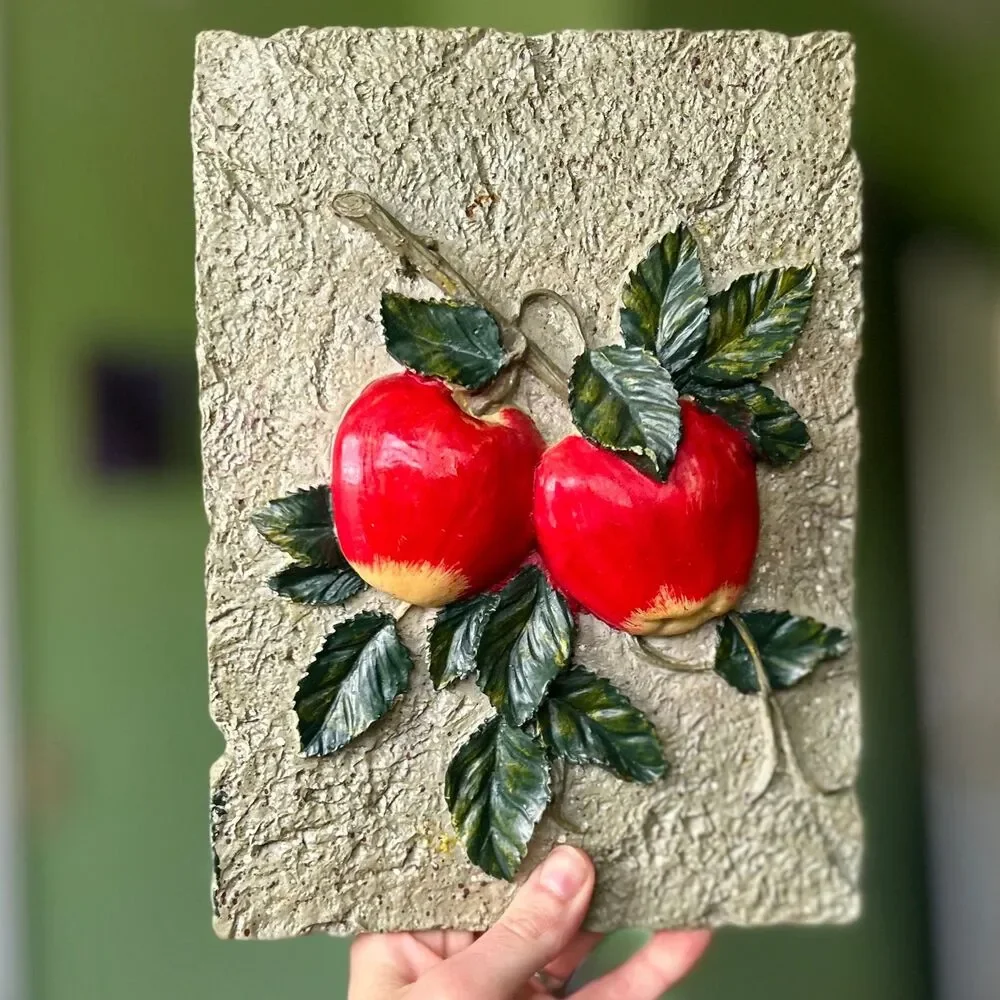 Farmhouse Vintage + Rustic 3D Crimson Red Apples Wall Plaque
